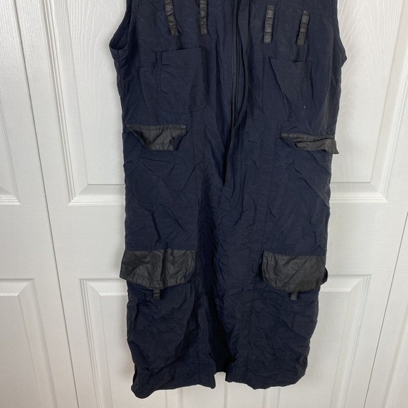 Annie Thompson Size 12 Black Cargo Dress Shift Artsy Art to Wear Utility Zipper - Picture 5 of 5